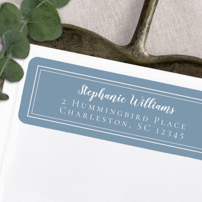 Simple Wedding RSVP Dusty Blue and White (Simple Wedding RSVP Dusty Blue and White Label)
