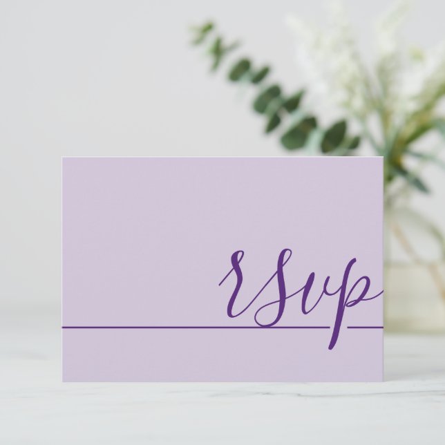 Simple Wedding RSVP Purple Lilac  (Standing Front)