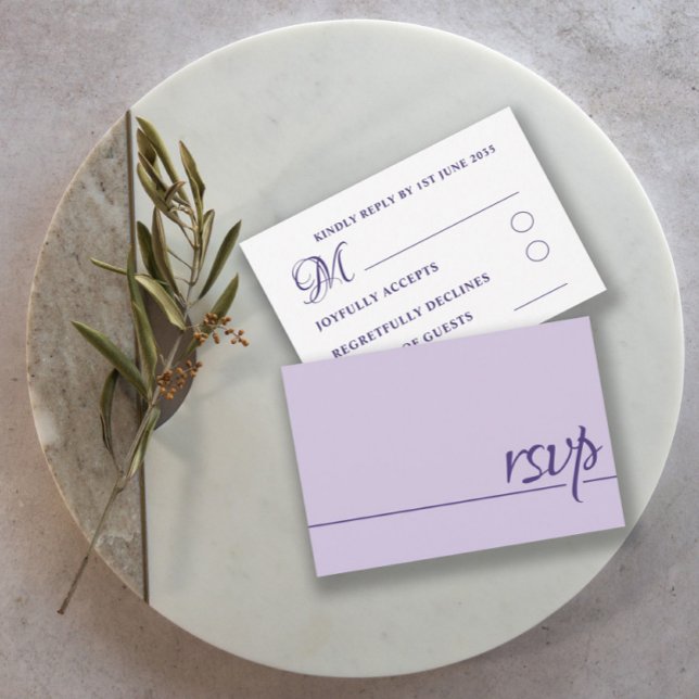 Simple Wedding RSVP Purple Lilac  Card (Creator Uploaded)