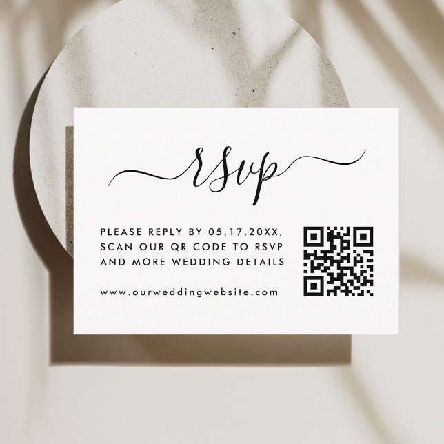 Simple Wedding RSVP with QR Code Enclosure Card (Creator Uploaded)