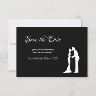 Simple Wedding Save Date Black White Bride Groom