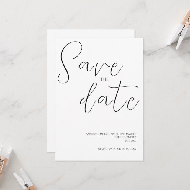 Simple Wedding Save the Date Invitation  (Front/Back In Situ)