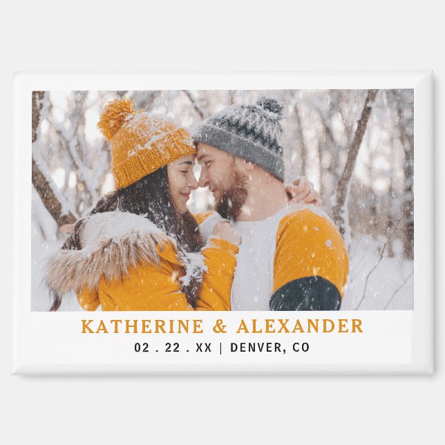 Simple Wedding Save The Date Modern Minimal Photo Magnet (Front)