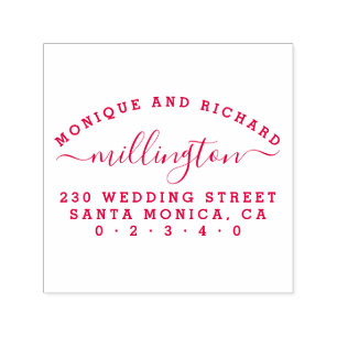 Simple Wedding   Script Family Name Return Address Self-inking Stamp