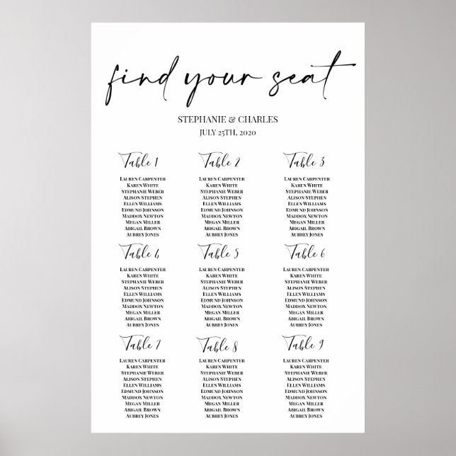 Simple Wedding Seating Chart (Front)