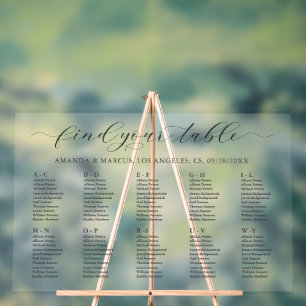 Simple Wedding Seating Chart Alphabetised.