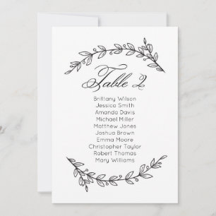 Simple wedding seating chart floral. Table plan 2 Invitation