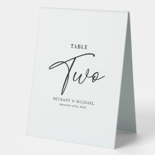 Simple Wedding Table Number 2 Tent Sign