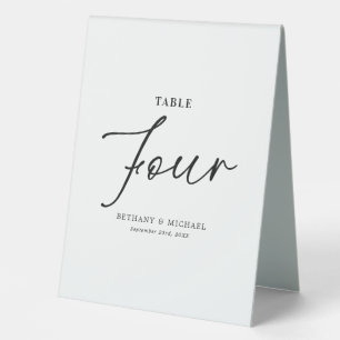 Simple Wedding Table Number 4 Tent Sign