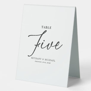 Simple Wedding Table Number 5 Tent Sign