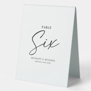 Simple Wedding Table Number 6 Tent Sign