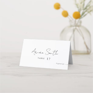 Simple Wedding Table Place Card Name & Meal Choice