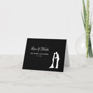 Simple Wedding Thank You Black White Bride Groom Card