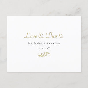 Simple Wedding Thank You Black White Bride Groom Postcard
