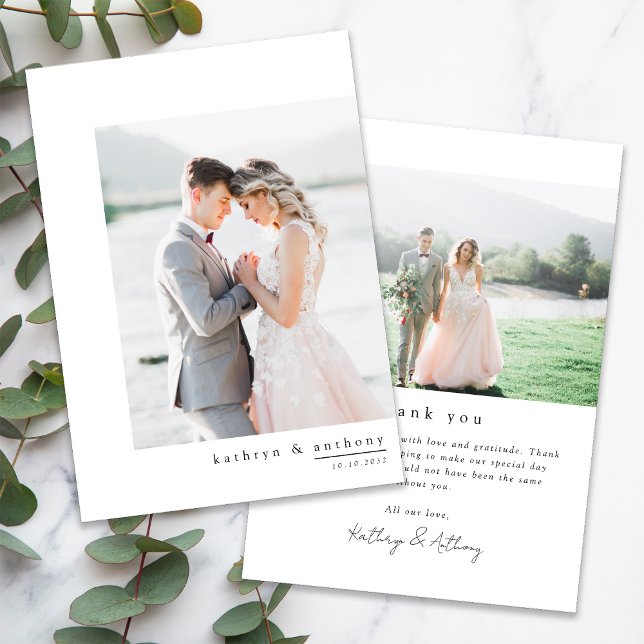Simple Wedding Thank You Card with Photos (Creator Uploaded)