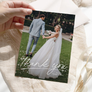 Simple wedding thank you card with two photos