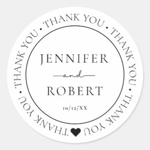Simple Wedding Thank you Classic Round Sticker