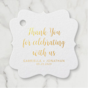 Simple Wedding Thank You Gold Foil Favour Tags
