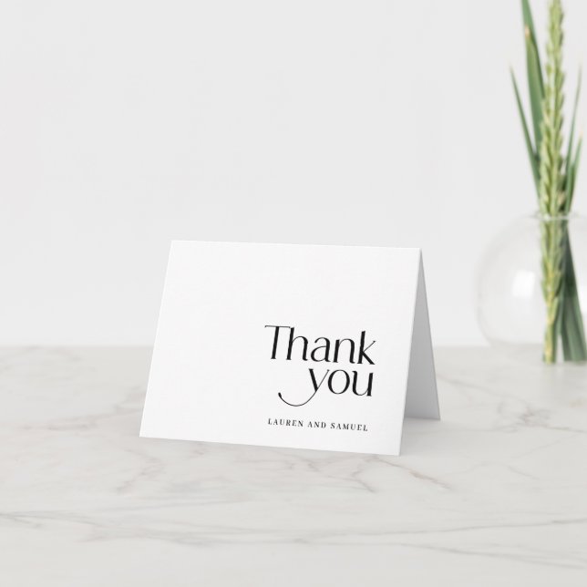 Simple Wedding Thank You Message Black White  (Front)