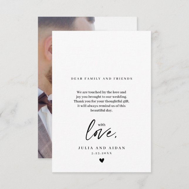 Simple Wedding Thank You Script Message Modern (Front/Back)