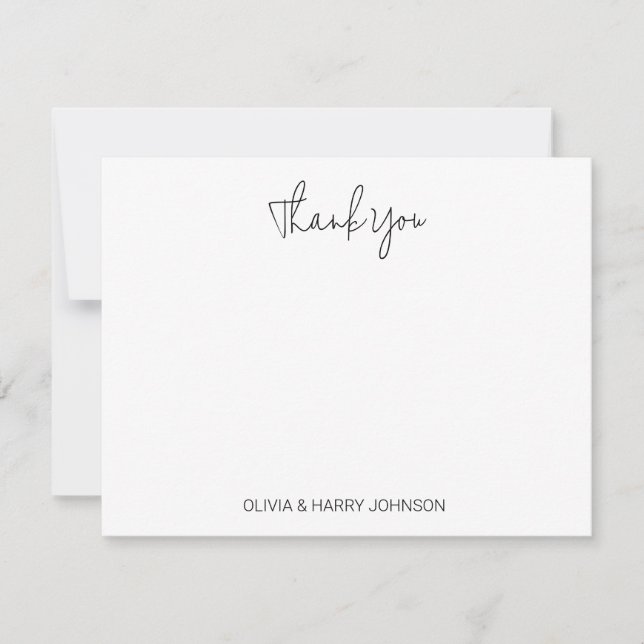 Simple Wedding Thank You White Flat Note Card (Front)