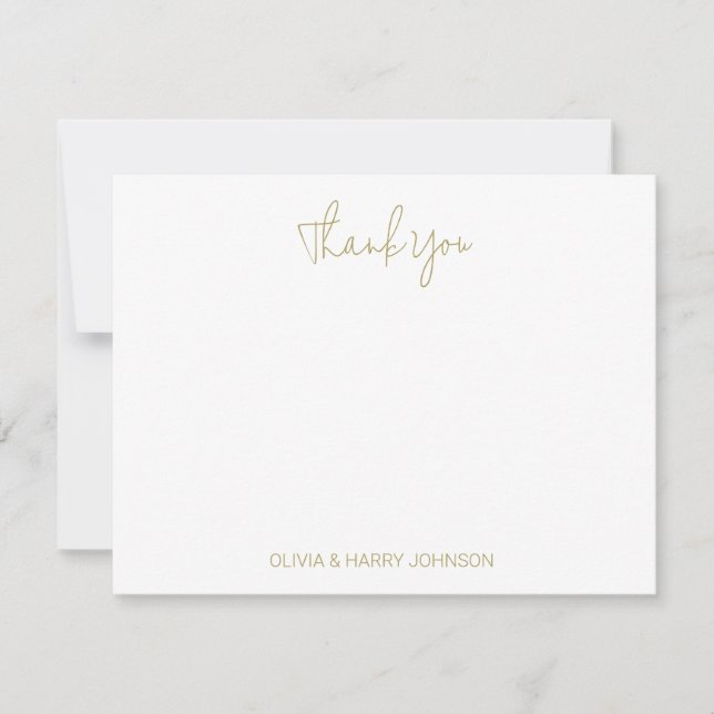Simple Wedding Thank You White Flat Note Card (Front)