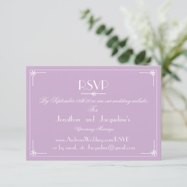 Simple Wedding Website Email RSVP Response Card (Standing Front)