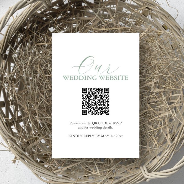 Simple Wedding Website RSVP Card with QR Code (Wedding rsvp card with QR code)