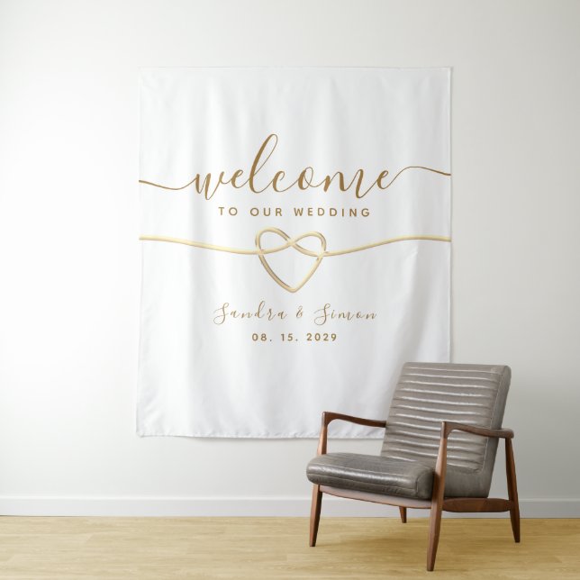 Simple Wedding Welcome Backdrop  Tapestry (In Situ)