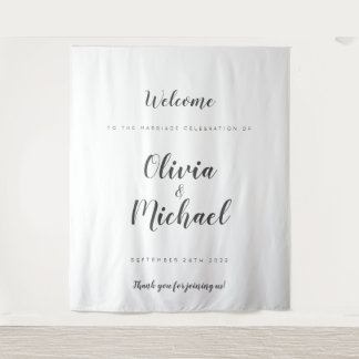 Simple Wedding Welcome Custom Backdrop Tapestry