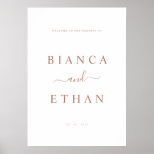 Simple Wedding Welcome Sign White and Rose Gold