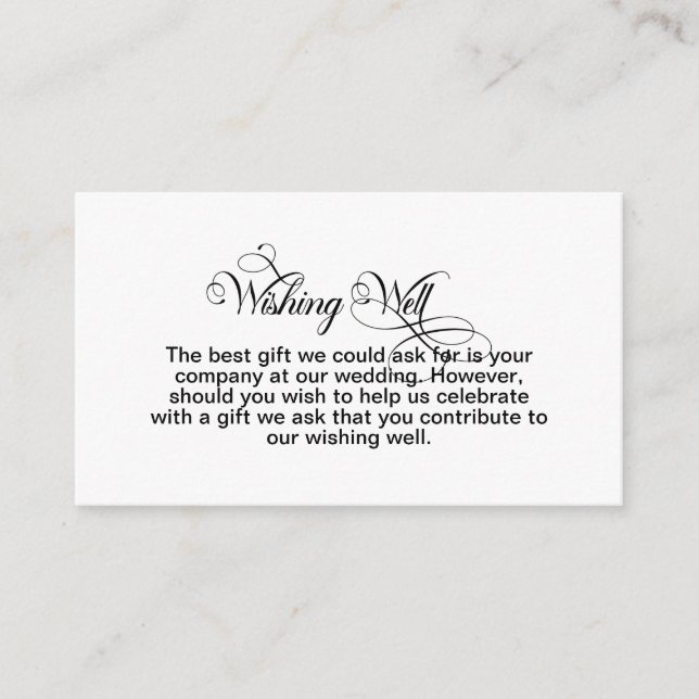 Simple Wedding Wishing Well Enclosure Card (Front)