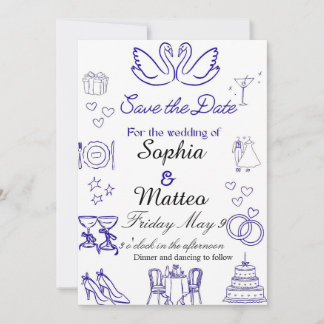 Simple wedding with graphics  invitation