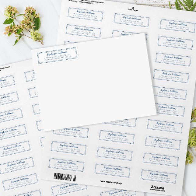 Simple Weddings RSVP Return Address Blue White (Creator Uploaded)