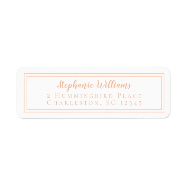 Simple Weddings RSVP Return Address Peach White (Front)