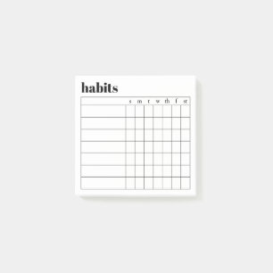 Simple Weekly Habit Sticky Notes, 3" x 3" Post-it Notes
