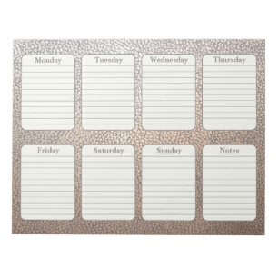 Simple Weekly Planner Faux Leather Tear Away Notepad