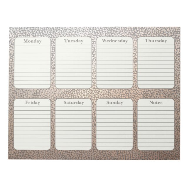 Simple Weekly Planner Faux Leather Tear Away Notepad (Front)