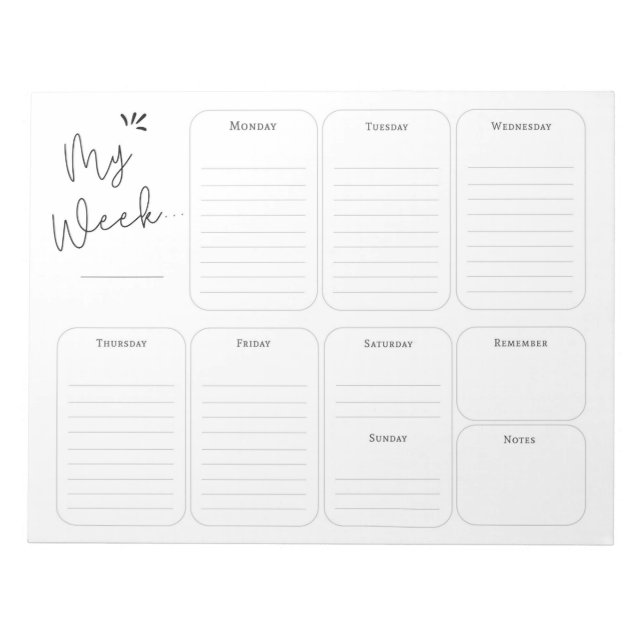 Simple Weekly Planner Notepad (Front)