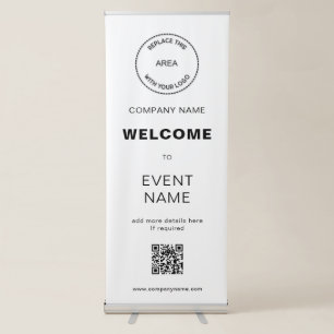 Simple Welcome Company Logo QR Code Custom Retractable Banner