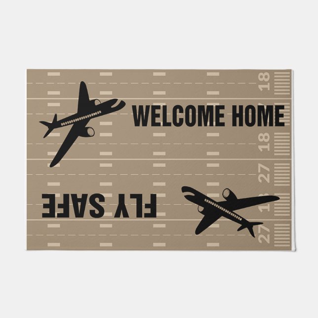 Simple Welcome Doormat, Aeroplane Mat (Front)