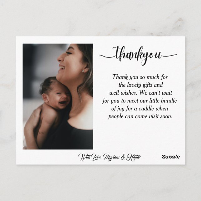 Simple welcome Newborn baby birth announcement Postcard (Back)