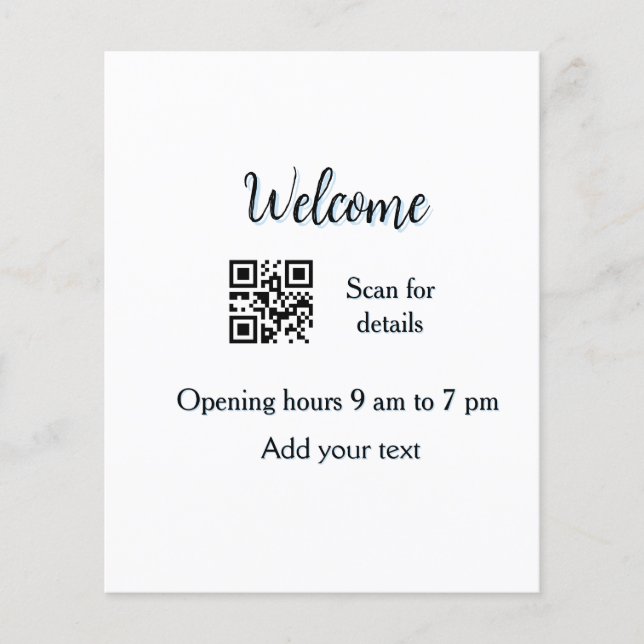 Simple welcome opening welcome barcode QR add name Flyer (Front)