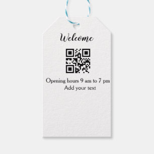 Simple welcome opening welcome barcode QR add name Gift Tags