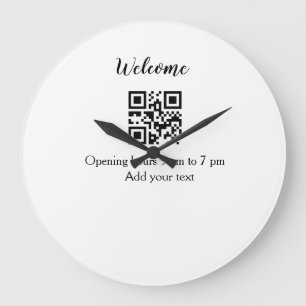 Simple welcome opening welcome barcode QR add name Large Clock