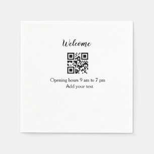 Simple welcome opening welcome barcode QR add name Napkin