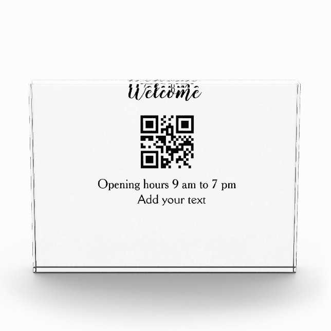 Simple welcome opening welcome barcode QR add name Photo Block (Front)