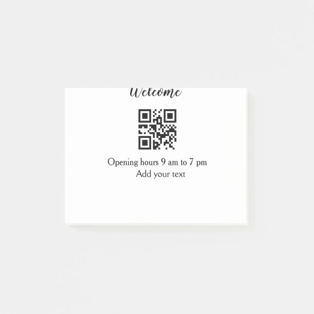 Simple welcome opening welcome barcode QR add name Post-it Notes (Front)