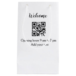 Simple welcome opening welcome barcode QR add name Small Gift Bag