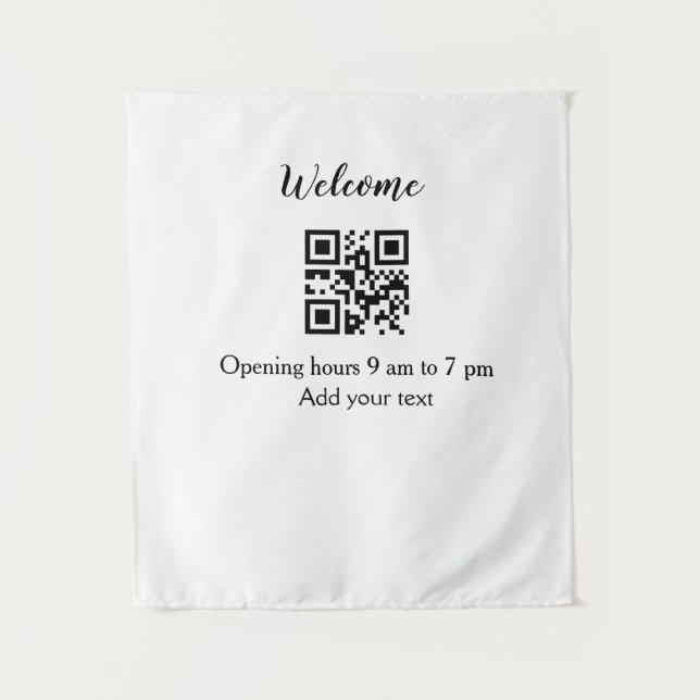 Simple welcome opening welcome barcode QR add name Tapestry (Front)